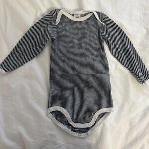 Petit Bateau Black and White Striped Onesie